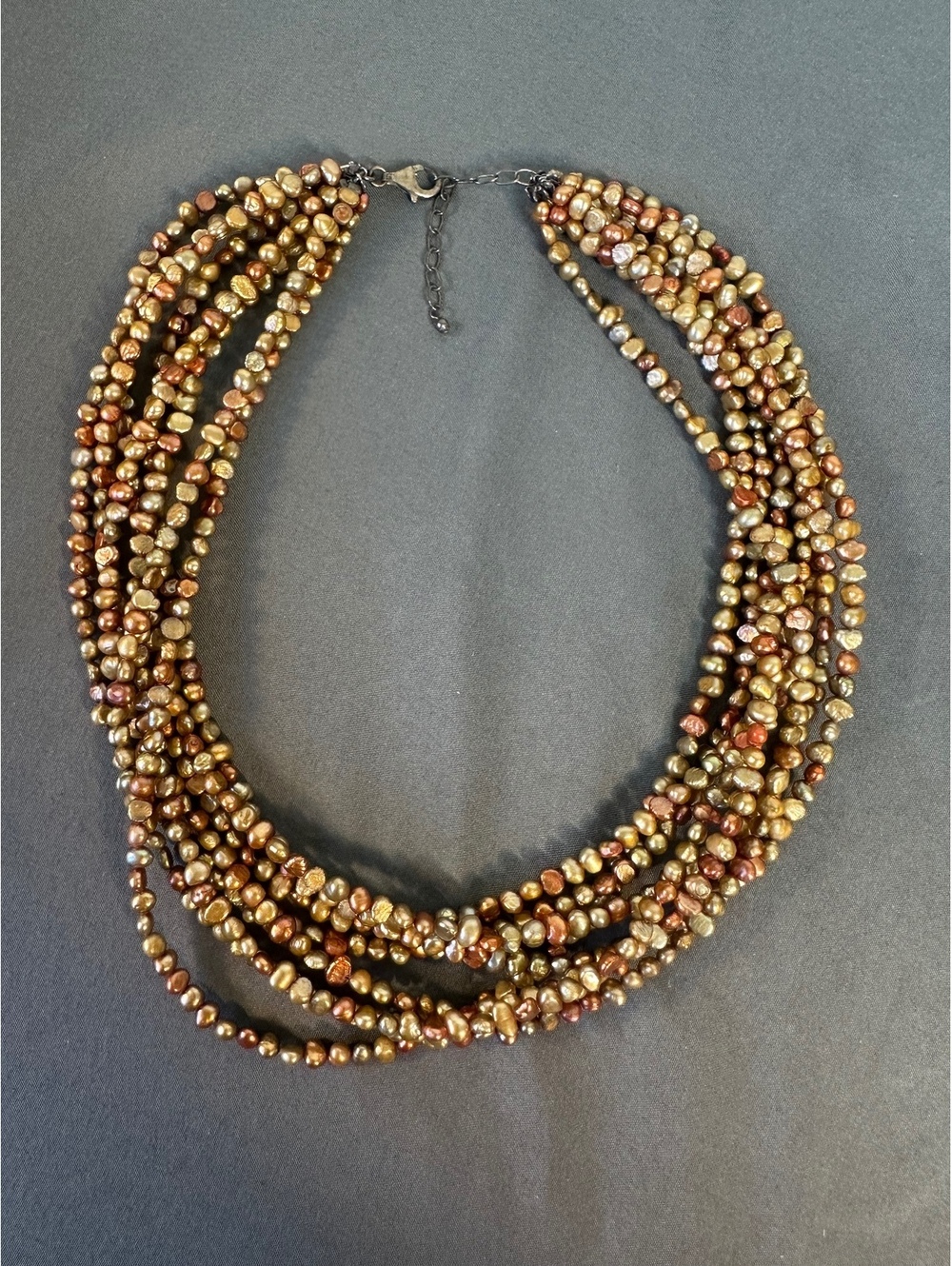 Vintage 8-Strand Shades of Copper Freshwater Pearl Necklace